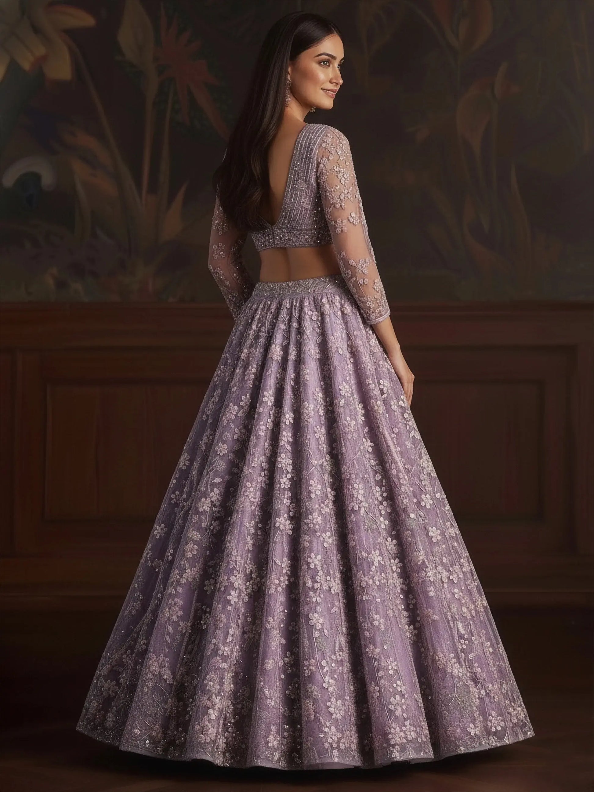 Fantastic Lilac Sequins Net Wedding Wear Lehenga Choli With Dupatta