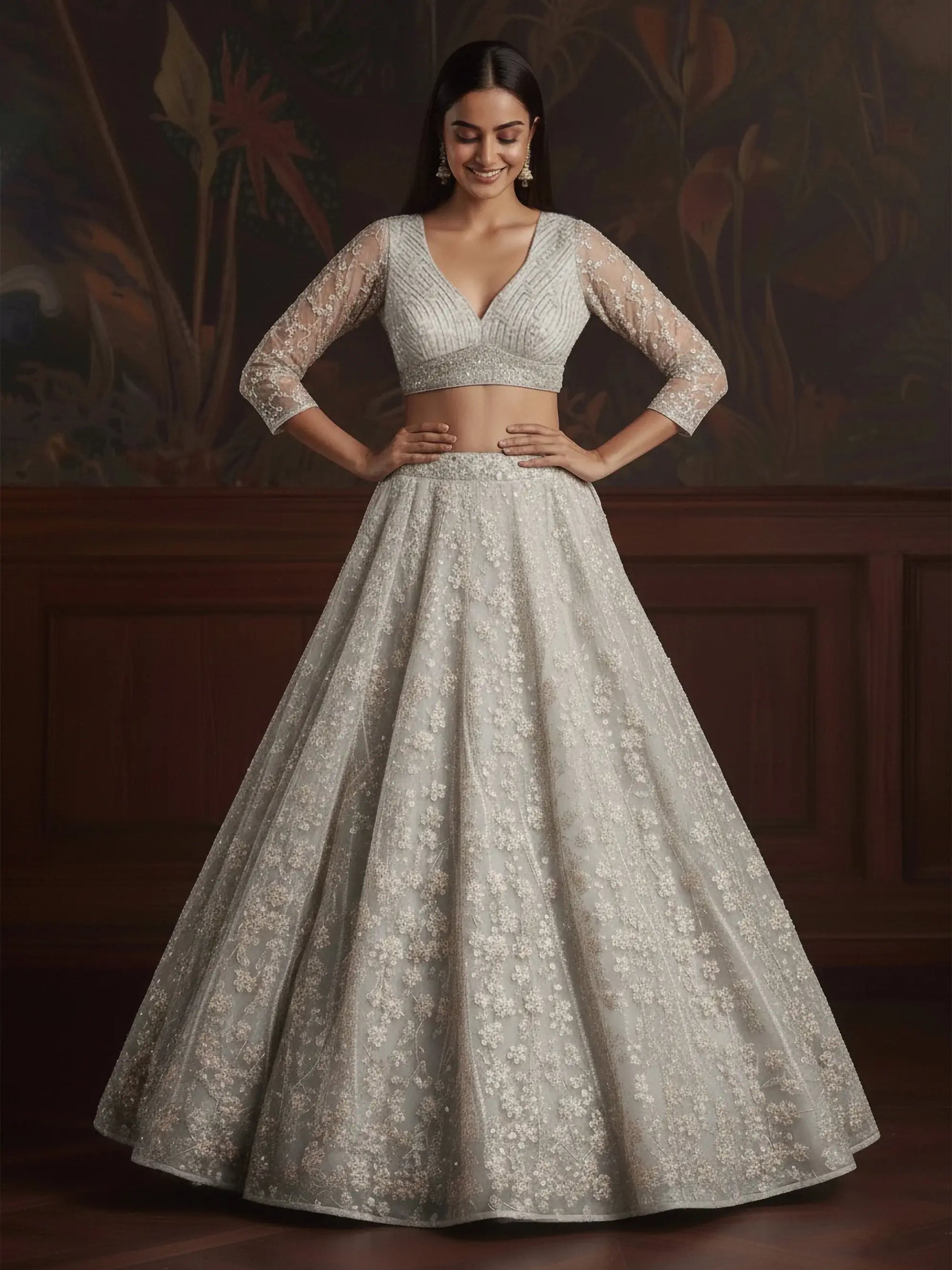 Grand White Dori Embroidery Net Designer Lehenga Choli With Dupatta