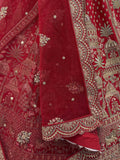 Noteworthy Red Khatali Work Silk Bridal Wear Lehenga Choli With Double Dupatta