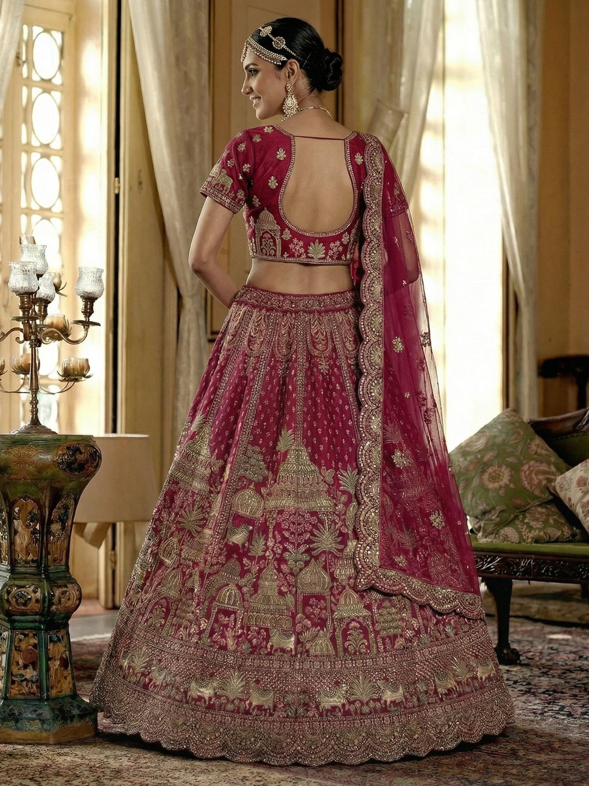 Marvelous Pink Multi Thread Work Silk Bridal Wear Lehenga Choli With Double Dupatta