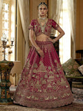 Marvelous Pink Multi Thread Work Silk Bridal Wear Lehenga Choli With Double Dupatta