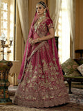 Marvelous Pink Multi Thread Work Silk Bridal Wear Lehenga Choli With Double Dupatta