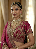 Marvelous Pink Multi Thread Work Silk Bridal Wear Lehenga Choli With Double Dupatta