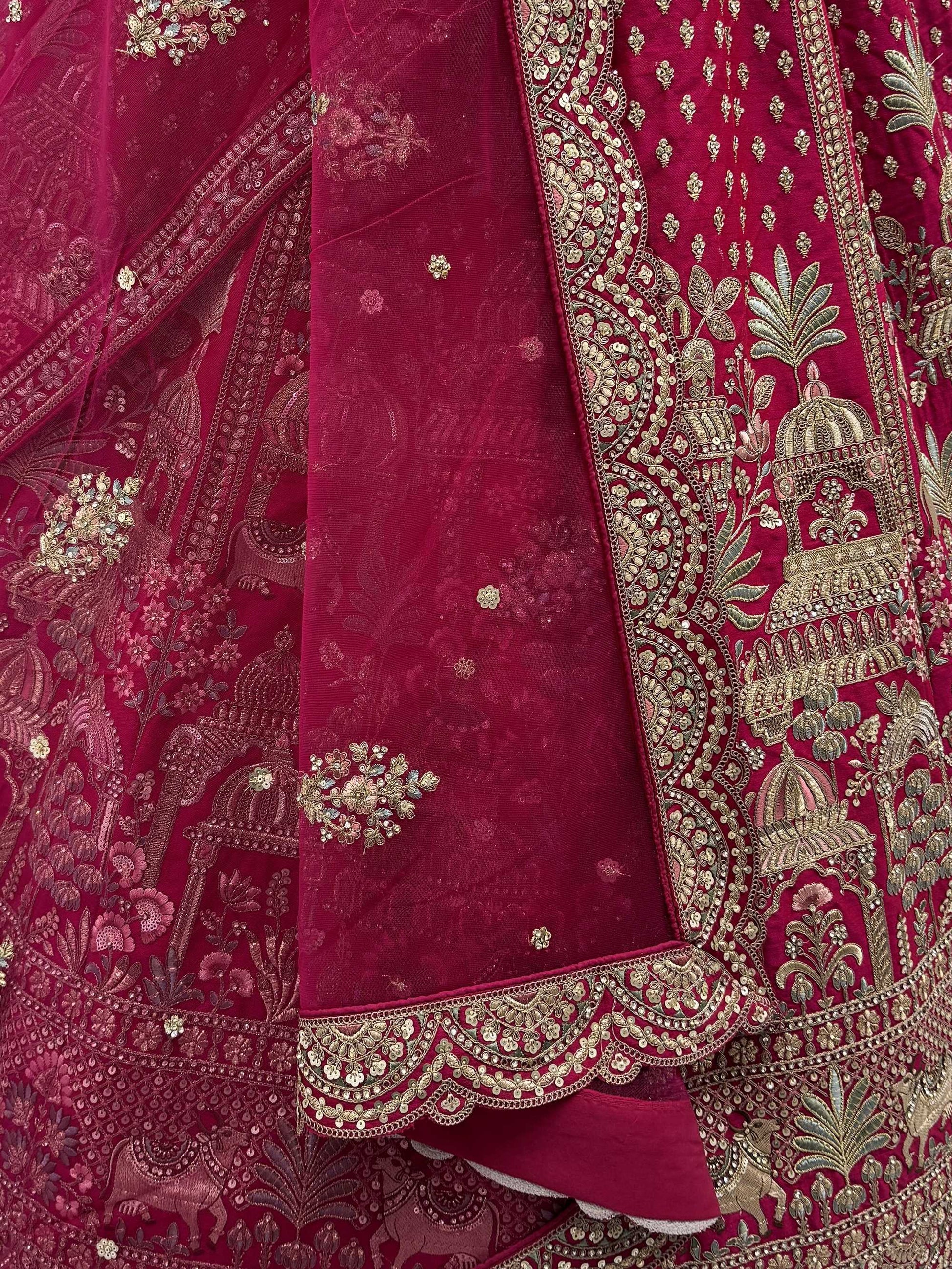 Marvelous Pink Multi Thread Work Silk Bridal Wear Lehenga Choli With Double Dupatta