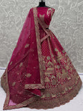 Marvelous Pink Multi Thread Work Silk Bridal Wear Lehenga Choli With Double Dupatta
