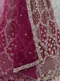 Ravishing Maroon Net Dori Embroidered Bridal Wear Lehenga Choli With Dupatta