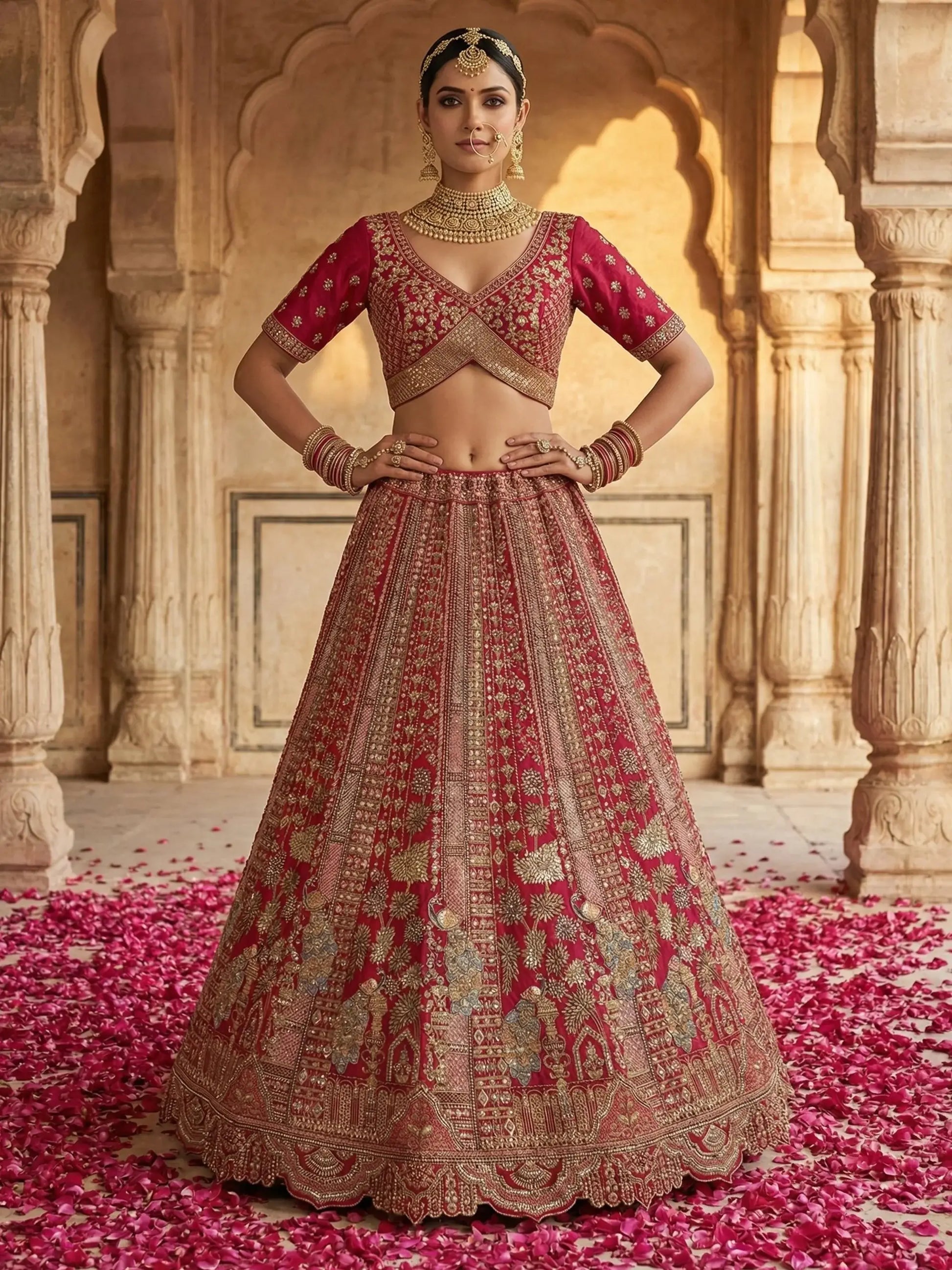 Esthetic Pink Heavy Embroidered Silk Bridal Lehenga Choli With Double Dupatta