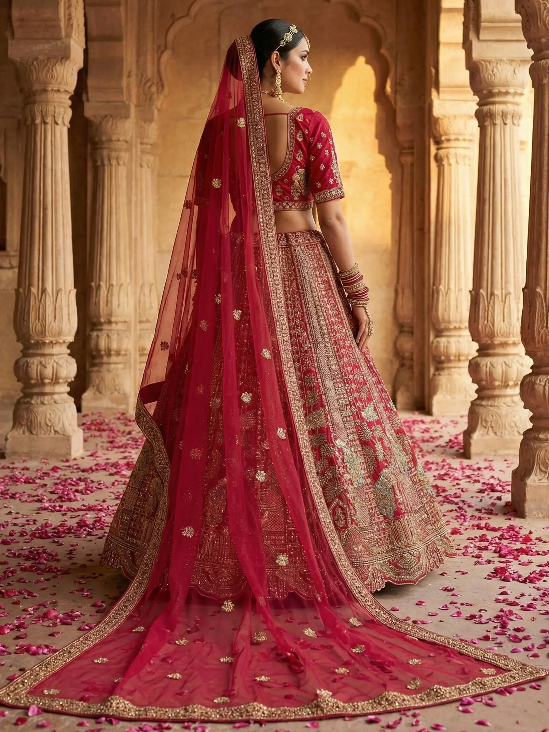 Esthetic Pink Heavy Embroidered Silk Bridal Lehenga Choli With Double Dupatta