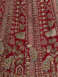 Lovable Red Thread Embroidered Silk Bridal Lehenga Choli With Double Dupatta