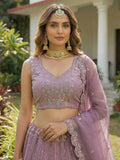 Awesome Pink Dori Embroidery Net Engagement Wear Lehenga Choli With Dupatta