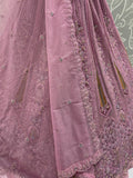 Awesome Pink Dori Embroidery Net Engagement Wear Lehenga Choli With Dupatta