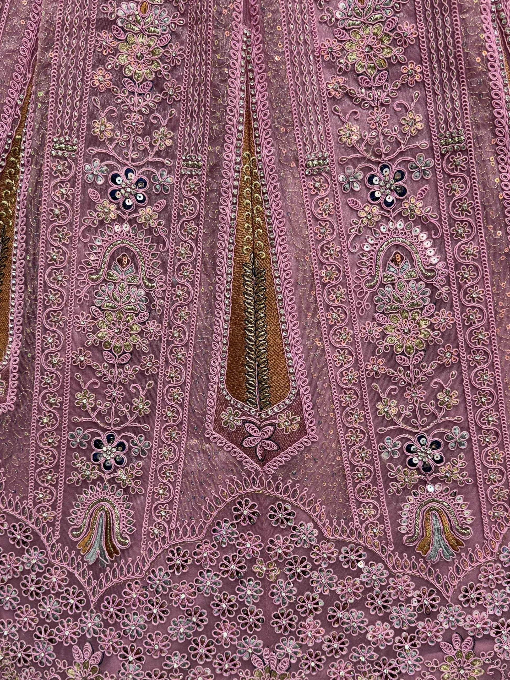 Awesome Pink Dori Embroidery Net Engagement Wear Lehenga Choli With Dupatta