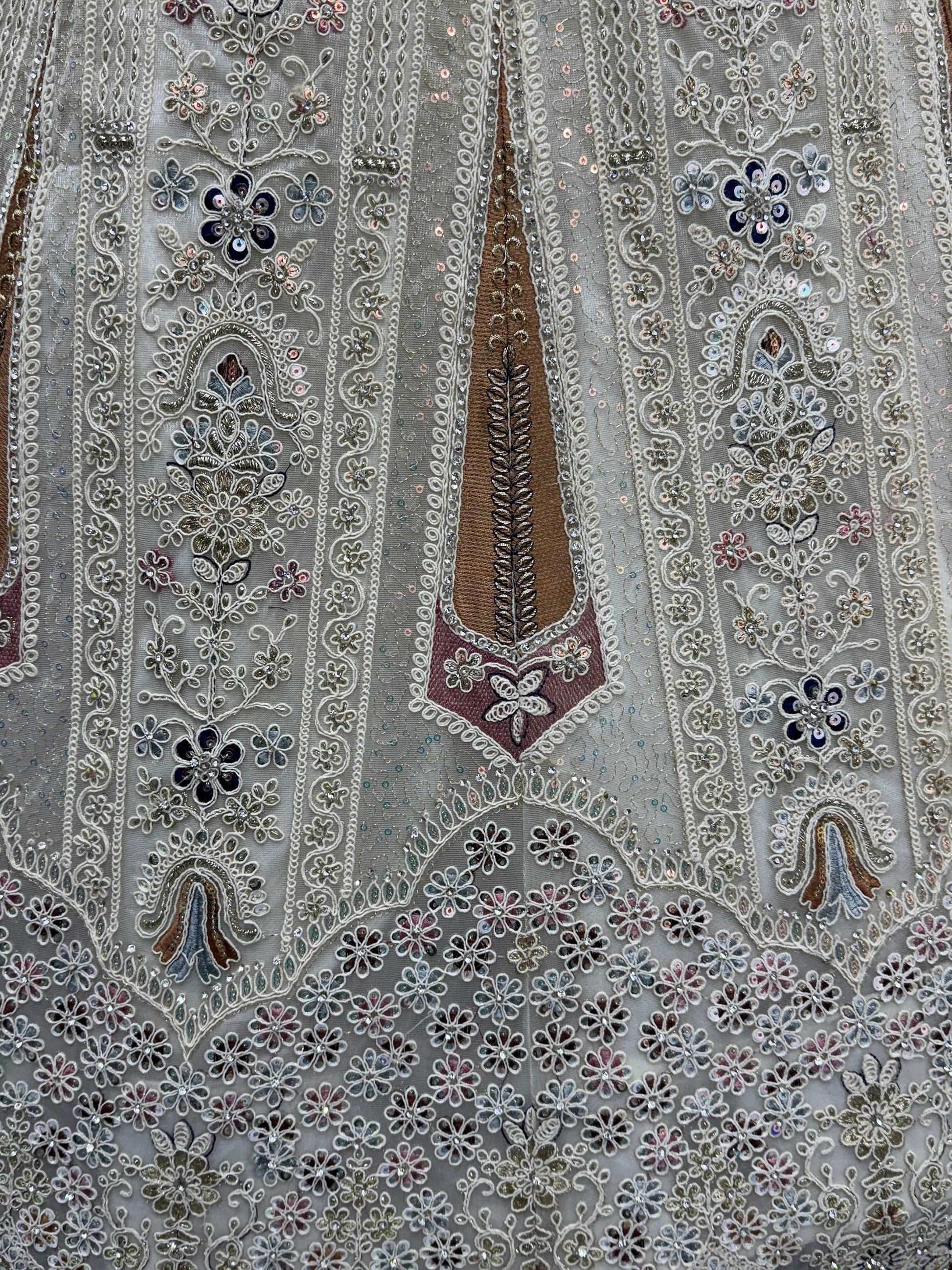 Gorgeous White Thread Work Net Sangeet Wear Lehenga With Blouse