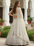 Gorgeous White Thread Work Net Sangeet Wear Lehenga With Blouse