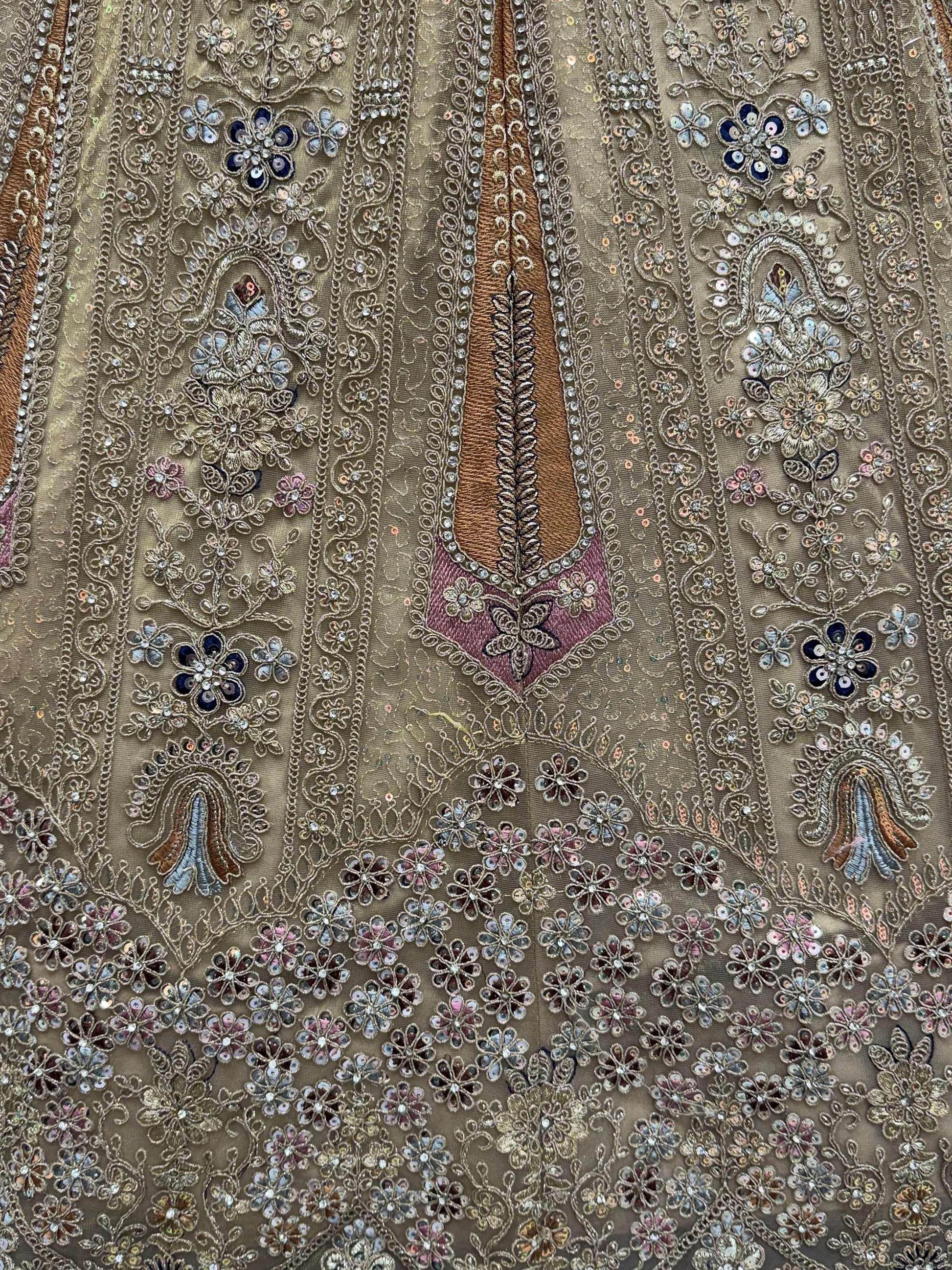 Stylish Golden Zari Embroidery Net Reception Wear Lehenga Choli With Dupatta