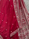 Grand Maroon Dori Embroidered Satin Bridal Lehenga Choli With Dupatta