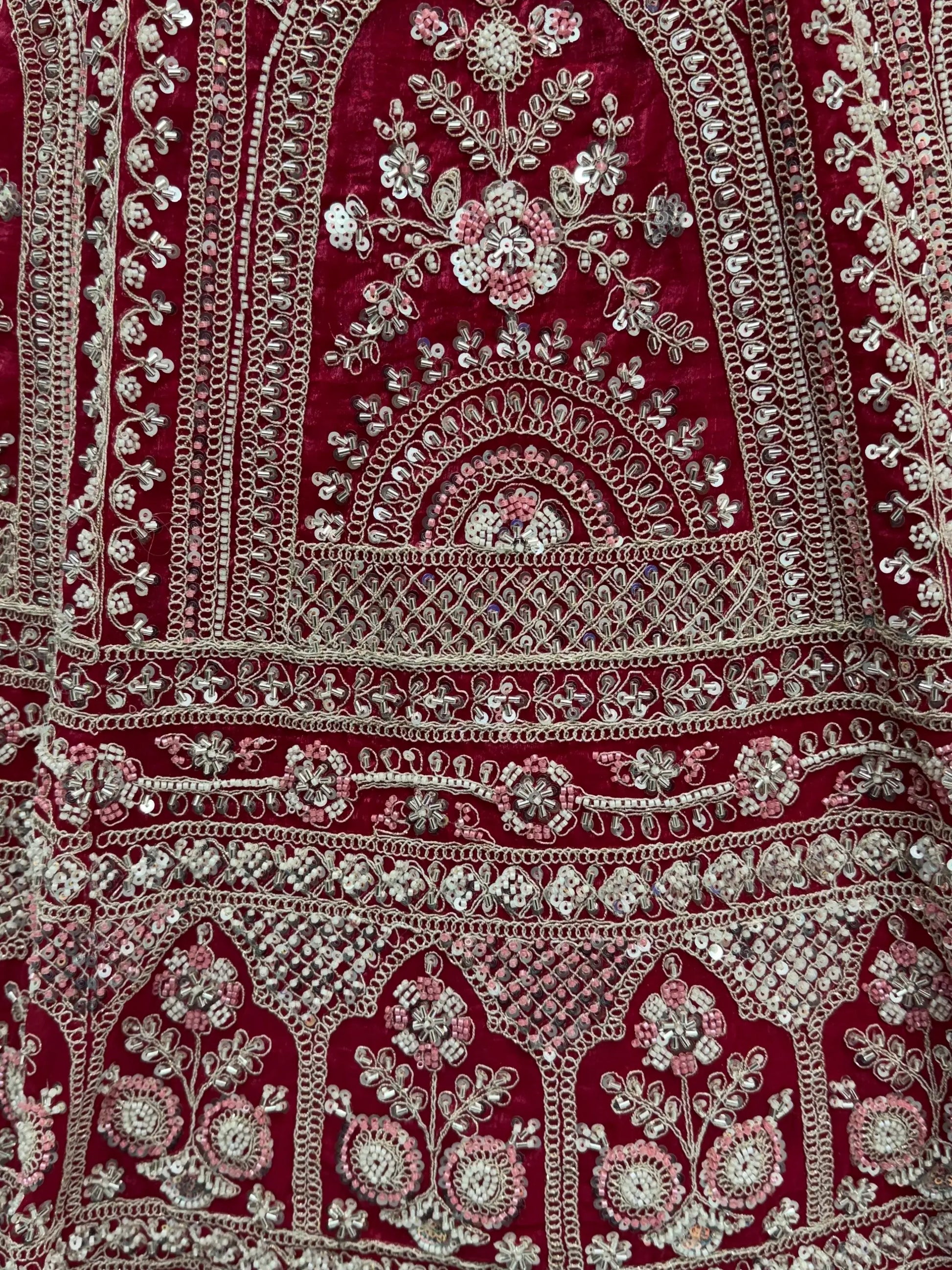 Grand Maroon Dori Embroidered Satin Bridal Lehenga Choli With Dupatta