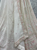 Beautiful White Heavy Embroidered Satin Sangeet Wear Lehenga Choli With Dupatta