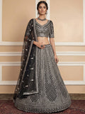 Remarkable Black Sequins Net Party Wear Lehenga Choli With Dupatta