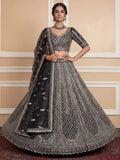Remarkable Black Sequins Net Party Wear Lehenga Choli With Dupatta
