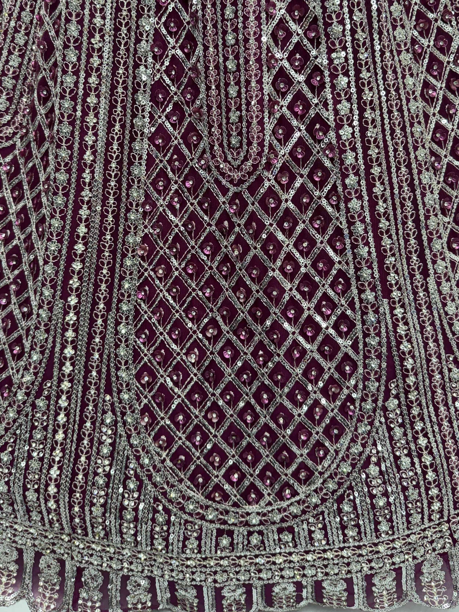 Graceful Purple Thread Embroidery Net Reception Wear Lehenga With Blouse