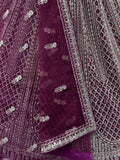 Graceful Purple Thread Embroidery Net Reception Wear Lehenga With Blouse