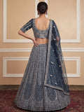 Sparkling Teal Blue Zircon Work Net Event Wear Lehenga Choli