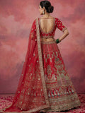 Lovely Red Hand Embroidery Silk Bridal Lehenga Choli With Double Dupatta