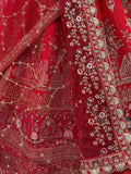 Lovely Red Hand Embroidery Silk Bridal Lehenga Choli With Double Dupatta