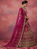 Pretty Pink Zari Embroidery Silk Bridal Lehenga Choli With Double Dupatta