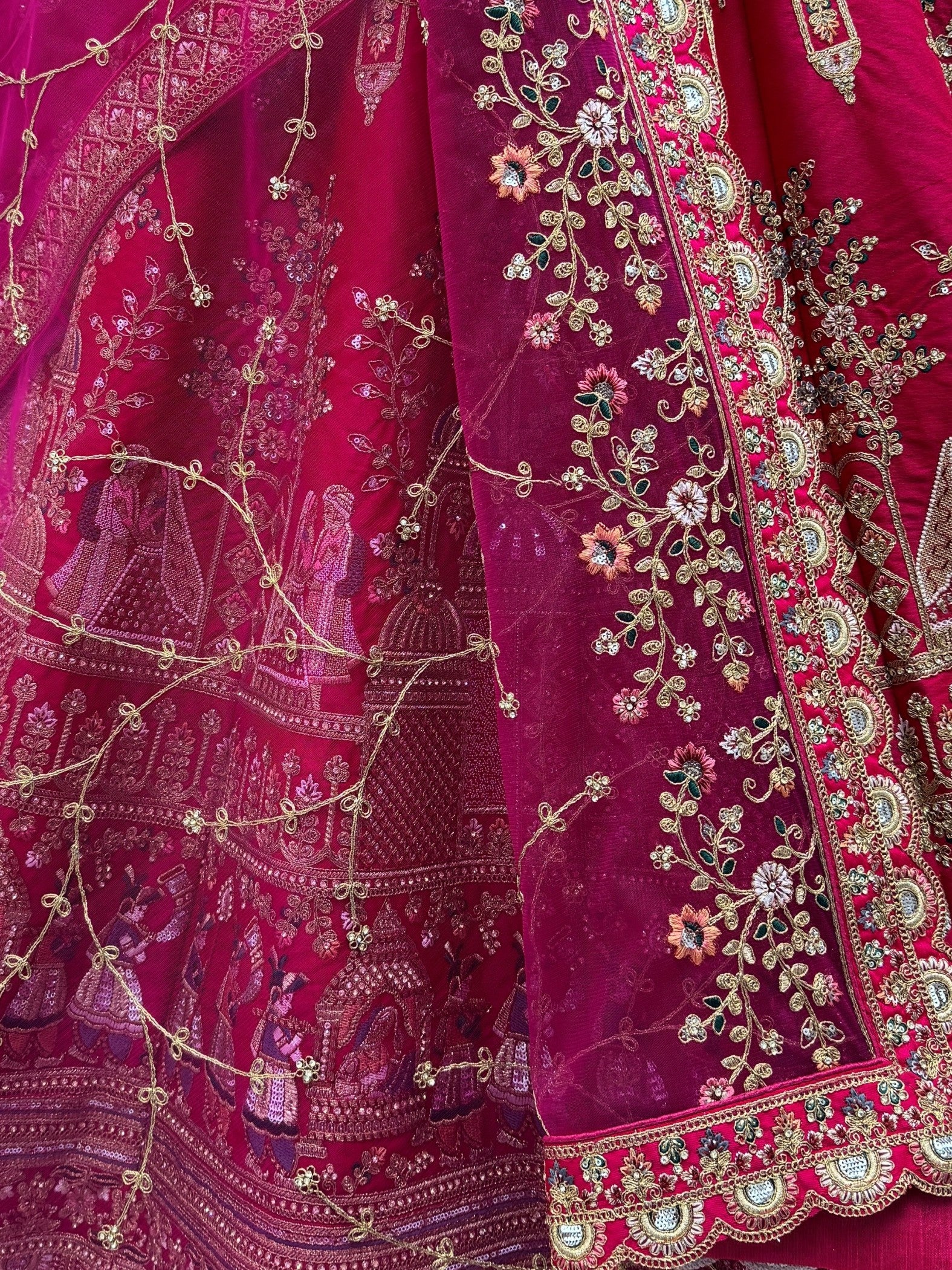 Pretty Pink Zari Embroidery Silk Bridal Lehenga Choli With Double Dupatta
