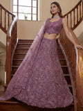 Breathtaking Purple Sequins Net Engagement Wear Lehenga With Blouse