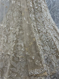 Phenomenal Cream Thread Embroidered Net Reception Wear Lehenga Choli