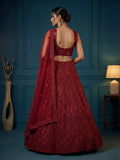 Glamours Maroon Sequins Net Bridal Lehenga Choli With Dupatta