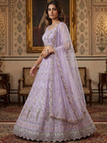 Marvelous Lavender Thread Embroidery Net Wedding Wear Lehenga Choli