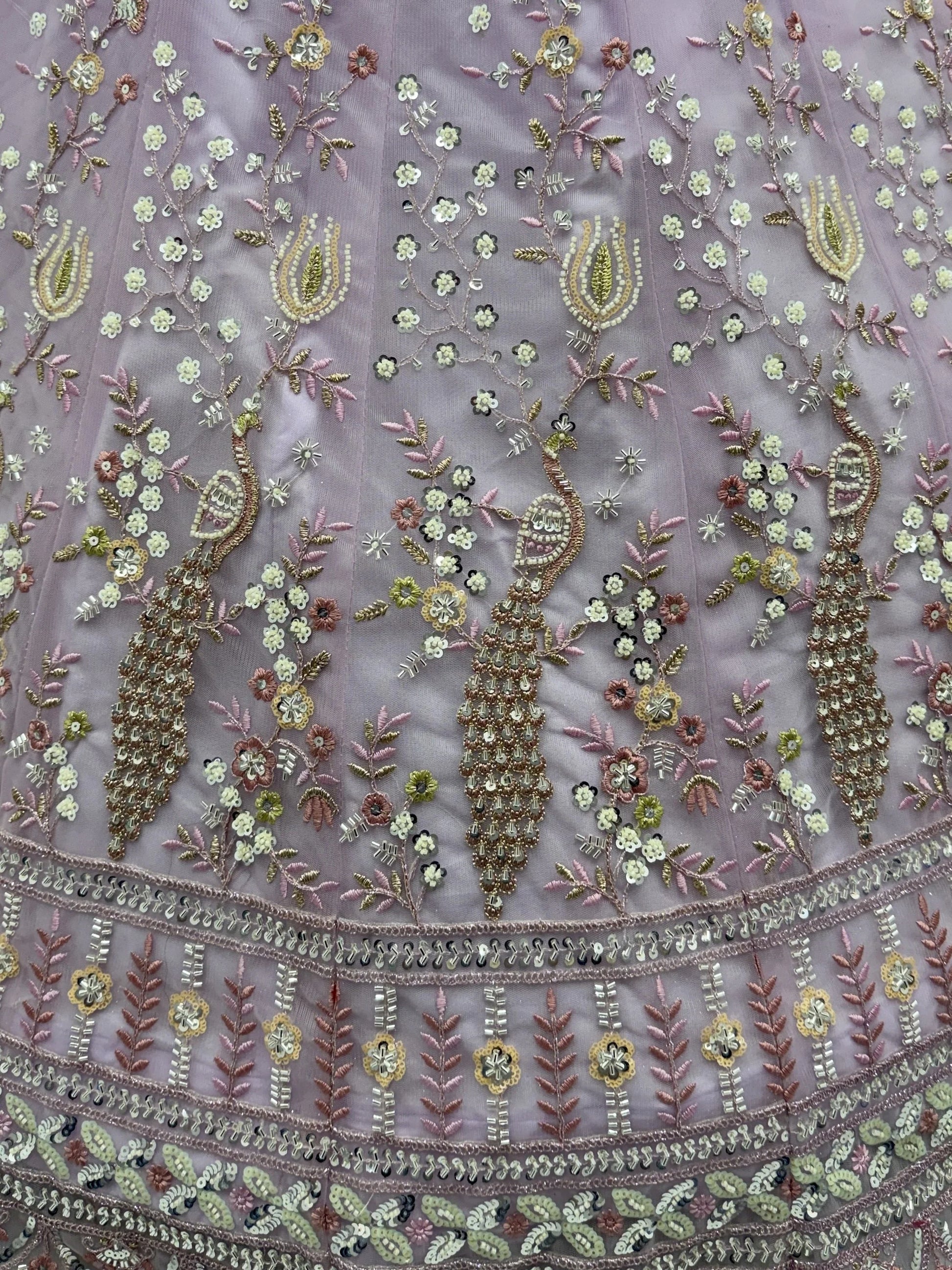 Marvelous Lavender Thread Embroidery Net Wedding Wear Lehenga Choli