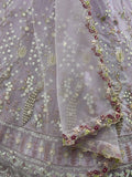 Marvelous Lavender Thread Embroidery Net Wedding Wear Lehenga Choli