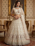 Stunning Off White Sequins Work Net Reception Wear Lehenga Choli