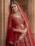 Royal Red Hand Embroidery Silk Bridal Lehenga Choli With Double Dupatta