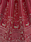 Royal Red Hand Embroidery Silk Bridal Lehenga Choli With Double Dupatta