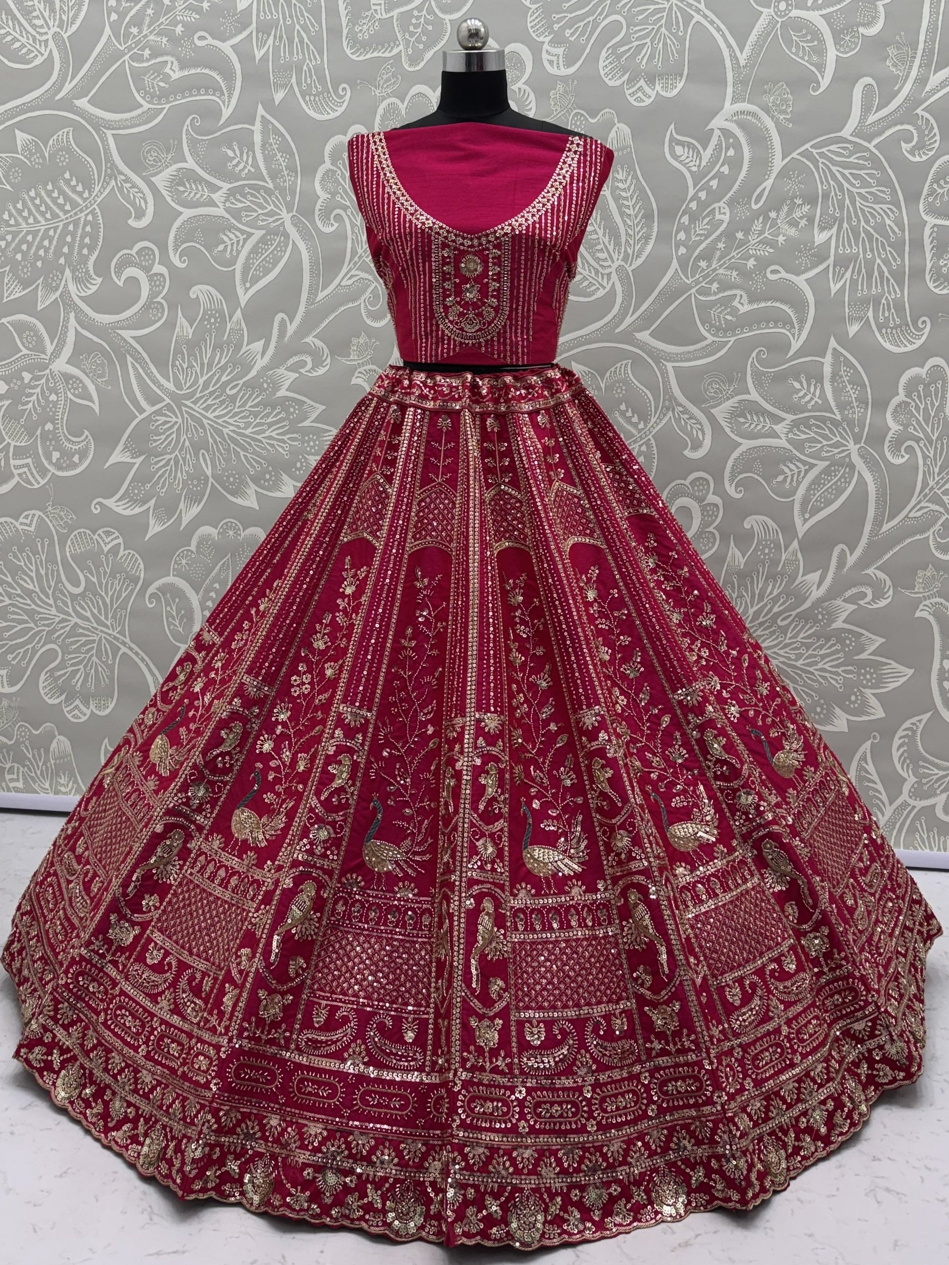 Gorgeous Pink Dori Embroidered Silk Bridal Lehenga Choli With Double Dupatta