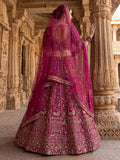 Gorgeous Pink Dori Embroidered Silk Bridal Lehenga Choli With Double Dupatta