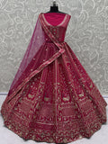 Gorgeous Pink Dori Embroidered Silk Bridal Lehenga Choli With Double Dupatta