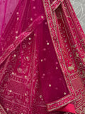 Gorgeous Pink Dori Embroidered Silk Bridal Lehenga Choli With Double Dupatta
