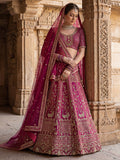 Gorgeous Pink Dori Embroidered Silk Bridal Lehenga Choli With Double Dupatta