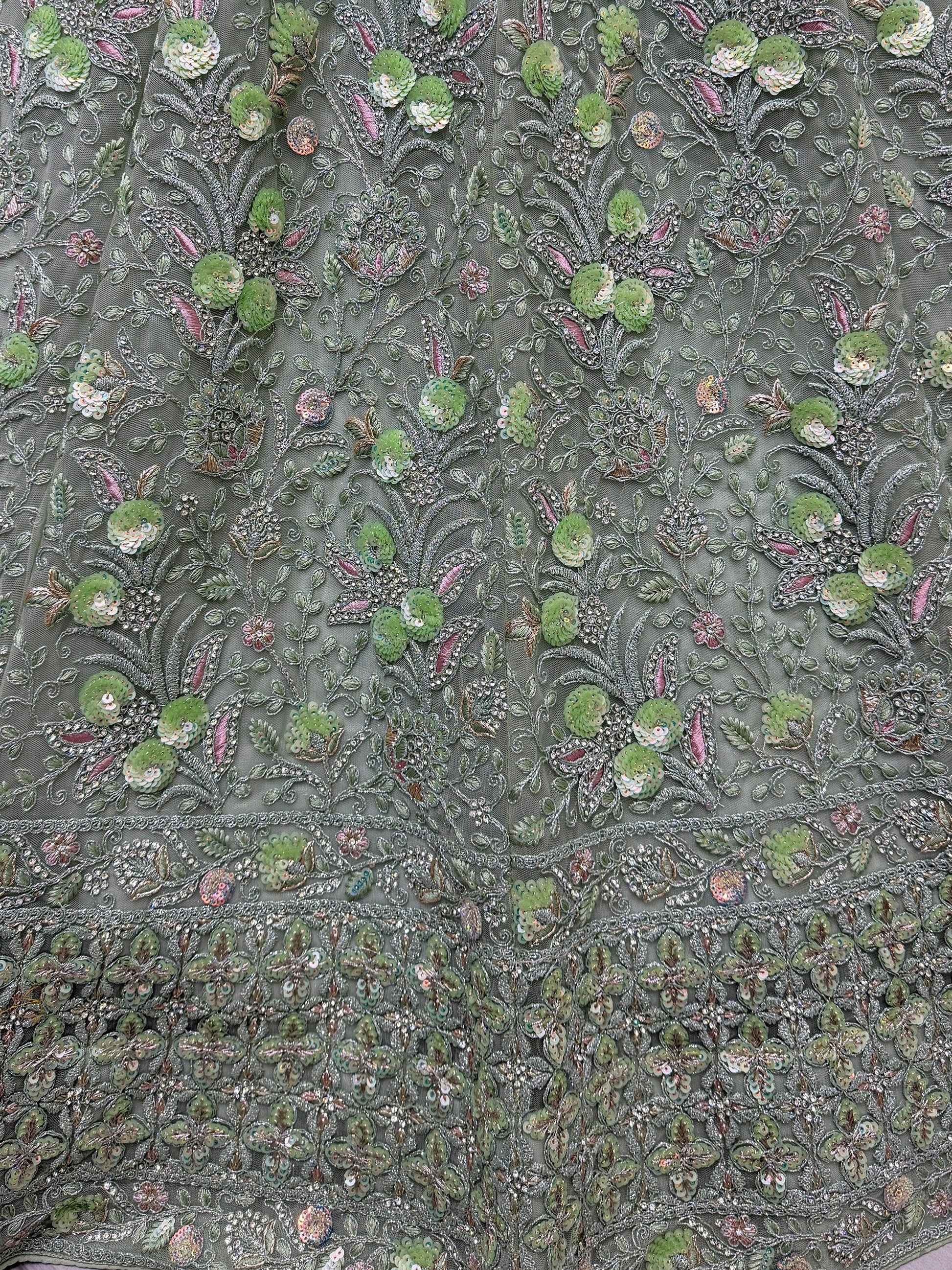 Superb Sea Green Sequins Net Engagement Wear Lehenga Choli With Dupatta