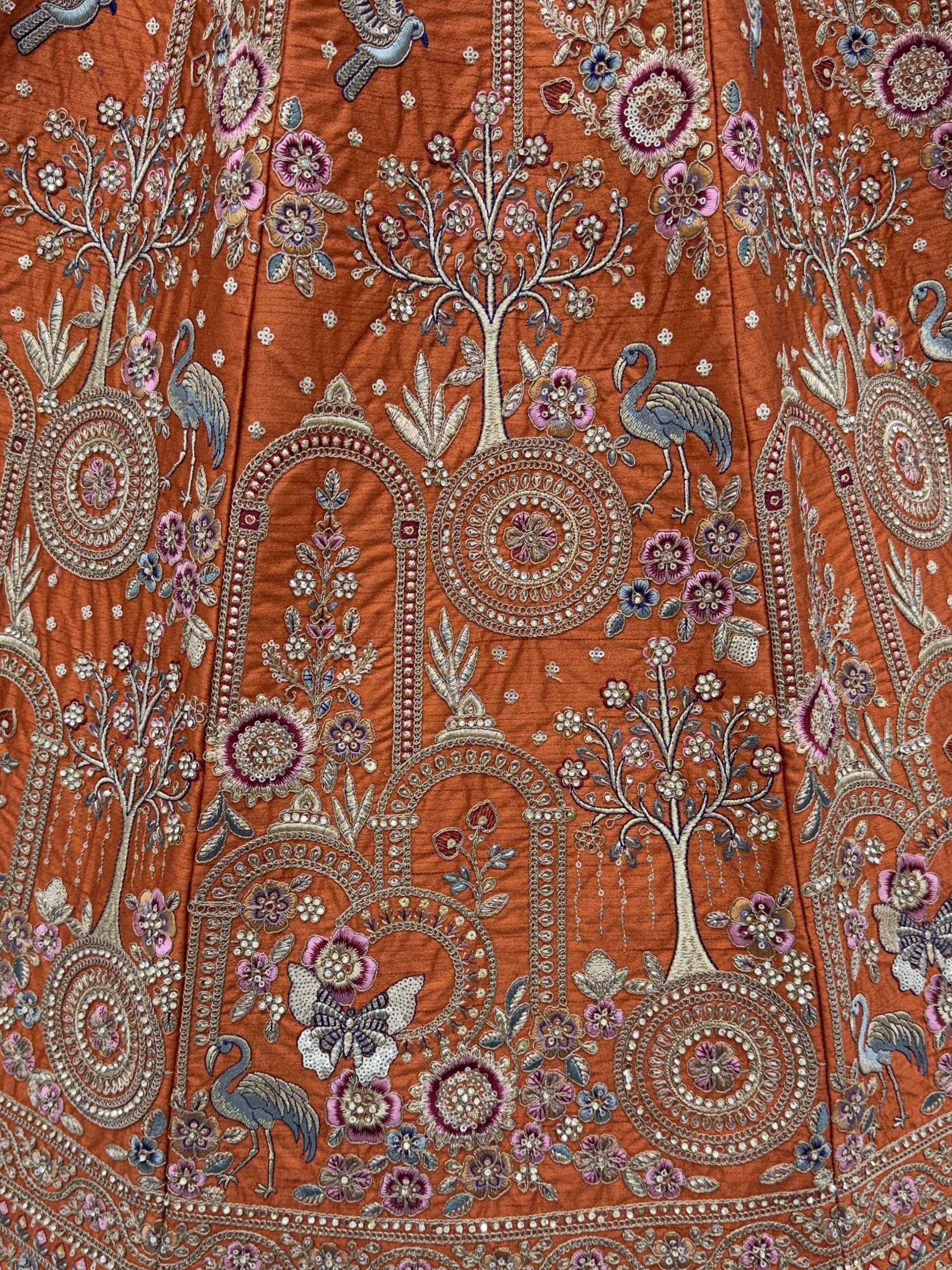 Remarkable Orange Dori Embroidered Silk Bridal Lehenga Choli With Double Dupatta