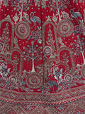 Royal Red Thread Embroidered Silk Bridal Lehenga Choli With Double Dupatta
