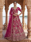 Momentous Pink Zari Work Silk Bridal Lehenga Choli With Double Dupatta