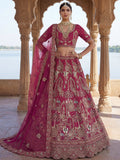 Momentous Pink Zari Work Silk Bridal Lehenga Choli With Double Dupatta